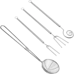 4 Pcs Candy Dipping Tools Kit, Chocolate Dipping Kit for Handmade Chocolates Handmade tools for Dessert (3-head Fork, 2-head Fork, Circle Fork, Skimmer)