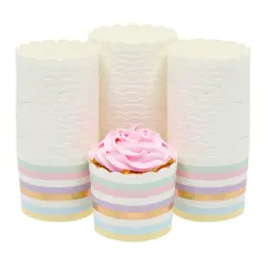 50-Pack Pastel Cupcake Liners - Large Paper Baking Cups for Birthdays, Home Baking, Bake Sales, Bridal Showers (2.2 In) Gold