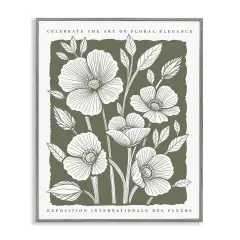 Stupell Industries Moss Hued Florals Framed Giclee By Lettered and Lined