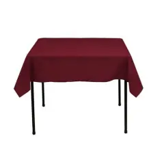 1 Yard Burgundy Square Tablecloth Washable Polyester for Square or Round Tables 60 x 60 Inch Width