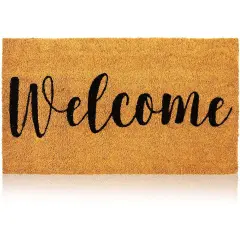 Natural Coir Doormat, Welcome Mat for Front Door (30 x 17 In) Brown