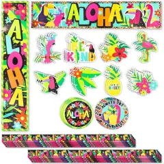 Tropical Classroom Bulletin Board Cutouts, Colorful Chalkboard Borders (40 Pieces) Multicolor