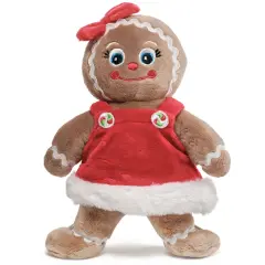 Bearington Holly Ginger Gingerbread Plush, Gingerbread Stuffed Animal, 10 In Christmas Doll, Ideal Christmas Stuffed Plush Gift for Toddlers, Kids & Teens, For Ages 3-14 Brown