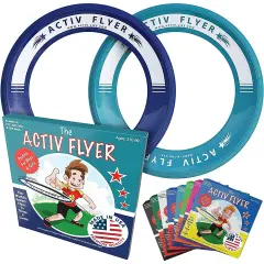 Activ Life 2 Pack Flying Rings for Kids, Fun Beach Toys, Gifts for Boys & Girls Aged 3-14, Cool Family Outdoor Games, Play at Swimming Pool, Playground, Basket Fillers Birthday Presents, Navy/ Teal