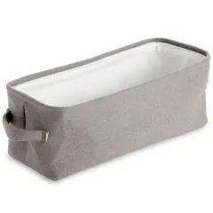 Toilet Paper Storage Basket for Bathroom Organizing, Rectangular Bin for Fabric Storage, Counter (Gray, 16 x 6 x 5.5 In) Grey