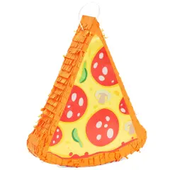 Pizza Pinata - Food Themed Birthday Party Decorations, Table Centerpiece (Small, 16.5 x 13.5 x 3 in), For Ages 3+ Blue