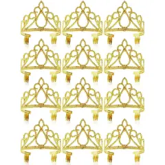 BLUE PANDA 12 Pack Gold Tiara for Girls, Princess Dress Up Crown for Kids Costume Birthday Party Supplies in Bulk - Princess Crown - Aged 3-14