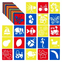 Juvale 54 Pack Drawing Stencils for Kids Ages 3-14 - Multicolor Plastic Shapes, Hollow Animal & Vehicle Templates for Fabric Painting & Tee Shirt Designs - Kids Craft Stencil Set (5.6 x 6 In)