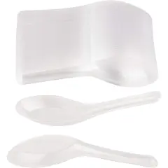 200 Pack Disposable Chinese Soup Spoons, Clear Plastic Asian Utensils for Appetizers, Ramen, Pho (4.5 x 1.2 In) White