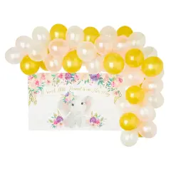 80 Pieces Elephant Baby Shower Decorations for Girl, Balloon Kit and 5x3 Backdrop (White, Pink, Gold)