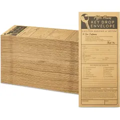 Key Drop Envelopes for After Hours Box, Car Mechanics (4.12 x 9.5 In, 200 Pack) Brown