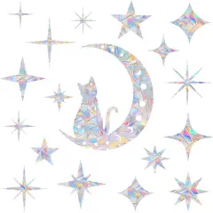 18 Pieces Cat Moon and Star Window Clings - Anti-Collision Decals