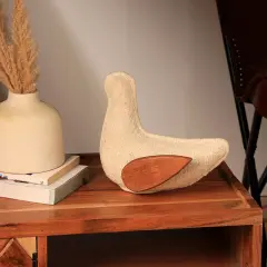 EcoMix Dove with Fabric & Wood Wings &ndash; Handcrafted Figurine & Sculptural D&eacute;cor-9X4.5X7.8"