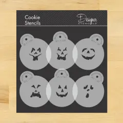 Pumpkin Halloween Faces Cookie Stencils | C178 by Designer Stencils | Cookie Decorating Tools |