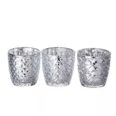 6 pcs 3" Assorted Geometric Designs Glass VOTIVE CANDLE HOLDER Party Supplies