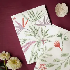 Soft Cover Off white/Green Leaves Handmade Paper Notebook Pack of 5, 10 X 7 inch