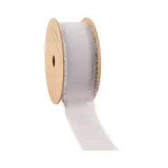 LaRibbons 1 1/2" Frayed Edge Chiffon Ribbon | 10 Yard Roll Silver