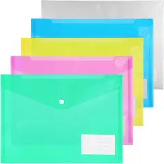 A4 Plastic Folders - Clear Envelopes with Snap Closure