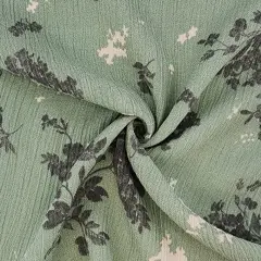 1 Yard Laurel Green Rayon Crinkle Fabric Soft Textured Woven Apparel Fabric 50/52 Inch Width