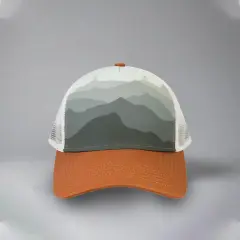 1 Count Scenic Trucker Cap Five Panel Low Profile with Recycled Pre Curved Bill Ranges Grey