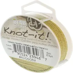The Beadsmith Knot-it! Cord &ndash; Nylon Chinese Knotting Cord &ndash; Metallic Gold Color &ndash; 1mm Diameter &ndash; 6-Meter Spool &ndash; Use in Macrame, Kumihimo, Decorative Knots & Traditional Chinese Arts