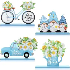 4 Pcs Hello Spring Table Decorations Spring Easter Table Centerpieces