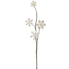 12" Tall Glittered Wood Snowflake Pick with Flexible Brown Stem