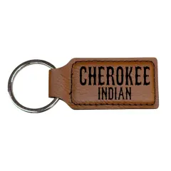 Keychain - Rectangle - Cherokee - Leather Rawhide/Black