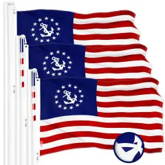 G128 3 Pack: American USA Yacht Ensign Flag | 1x1.5 Ft | ToughWeave Series Embroidered 300D Polyester | Nautical Flag, Embroidered Stars, Sewn Stripes, Indoor/Outdoor, Brass Grommets