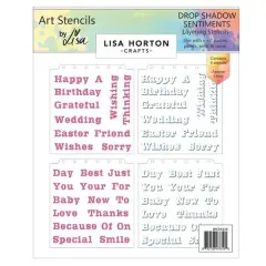 Lisa Horton Crafts Drop Shadow Sentiments Layering Stencils