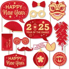 Big Dot of Happiness Lunar New Year - 2025 Year of the Snake Photo Booth Props Kit - 20 Count