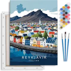 8x 12 inch-Iceland Landscape Paint by Numbers With Frame