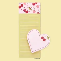 Cherry Hearts Magnetic Pad Set, To Do List and Grocery List Notepad