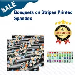 Bouquets on Stripes Printed Spandex