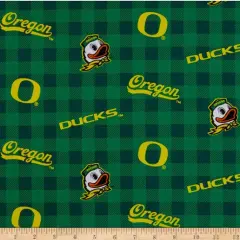 Licensed NCAA University of Oregon Buffalo Plaid OR-1207 Cotton Fabric by the Yard