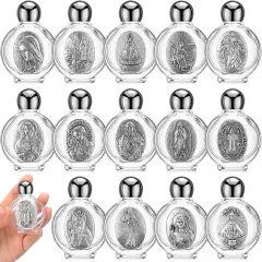 15 Pcs Glass Holy Water Bottles 0.5 Floz -Silver