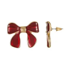Red Bow Heart Post Earrings &ndash; Charming and Playful