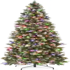 Pencil Christmas Tree Slim Frosted Tree with 250 Lights & Foldable Stand for Space Saving Holiday Decor Dual White/Multi