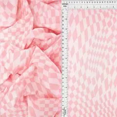 1 Yard Double Knit Jacquard Checker Fabric Stretch Polyester Rayon Spandex 58/60 Inches Wide PINK