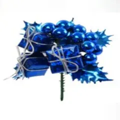 Blue Holly Pick w/ Boxes & Berries - Set of 2, Festive Holiday Accents, Christmas Decor for Wreaths & Arrangements - Perfect for Home, Office - 2024 Christmas Collection, Floral Home by Artificial Flowers