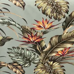 1 Yard Monstera Banana Leaves Birds Paradise Cotton Upholstery Fabric 56-58 inches Wide Sage