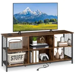 Costway 3-Tier TV Stand for TV's up to 65" Entertainment Media Center with Storage Basket