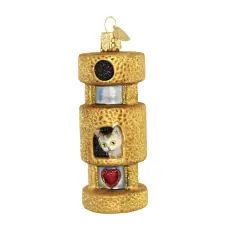 Old World Christmas 3.5 Inch Cat Tower Tree Ornament , Scratch Relax Sleep Gold