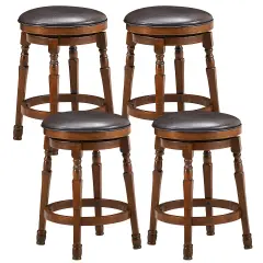 Costway Set of 4 24'' Swivel Bar Stool Leather Padded Dining Kitchen Pub Chair Backless