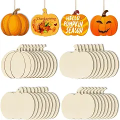 36PCS 3.5 inches, DIY Blank Unfinished Pumpkin Ornament （4 Style）