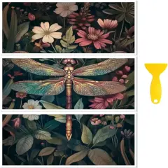 Vintage Dragonfly and Flowers Rub on Transfer