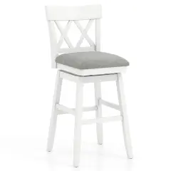 Costway 1/2/3/4 PCS 30" Bar Stool Wooden Chair with Contoured Backrest Swivel Padded Seat for Kitchen Gray