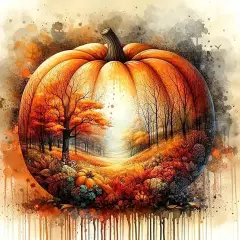 13.8x13.8 Inch - Pumpkin Leaf Tree Diamond Painting Kits for Adults