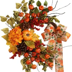 22 inches Artifical Fall Mini Pumpkins Berries Wreath