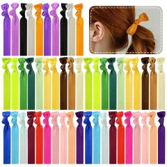 Wrapables No Crease Ouchless Elastic Ribbon Hair Ties Ponytail Holders (Set of 50), Multicolor